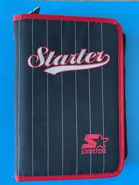 Vintage 90’s STARTER Black Pinstripe Zip Case Planner with Embroidered Logo